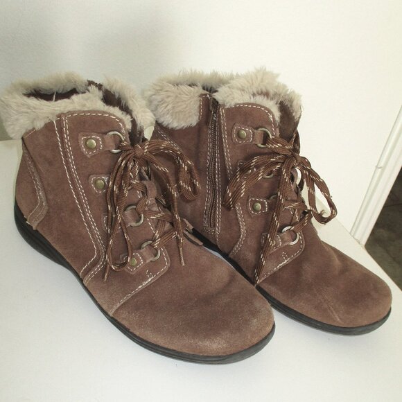 Earth Origins "Crowley" Womens Tan Leather & Fur Side Zip Hiking Boot - Size 11M - Picture 2 of 8